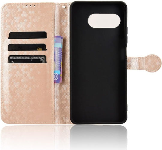 Husă Cu Capac Pliabil T Phone 3 5g Wallet Romboid Auriu