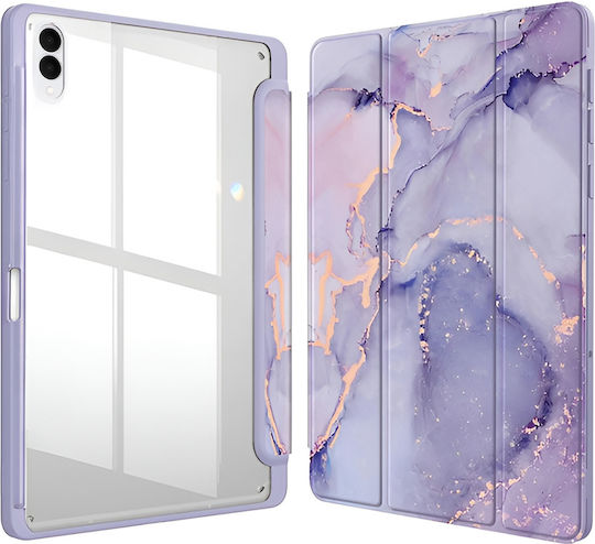 Калъф Samsung Galaxy Tab S11 Ultra Smartcase Hybrid Поставка За Стилус Marble Лилав