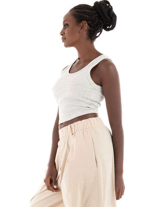 Easy Γυναικείο Αθλητικό Crop Top Αμάνικο Γκρι