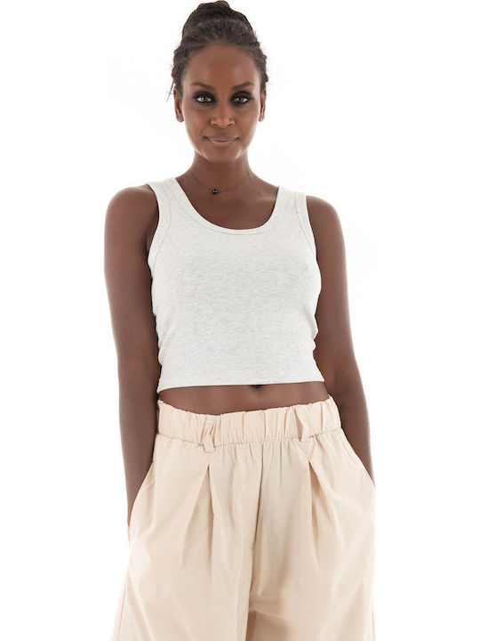 Easy Γυναικείο Αθλητικό Crop Top Αμάνικο Γκρι