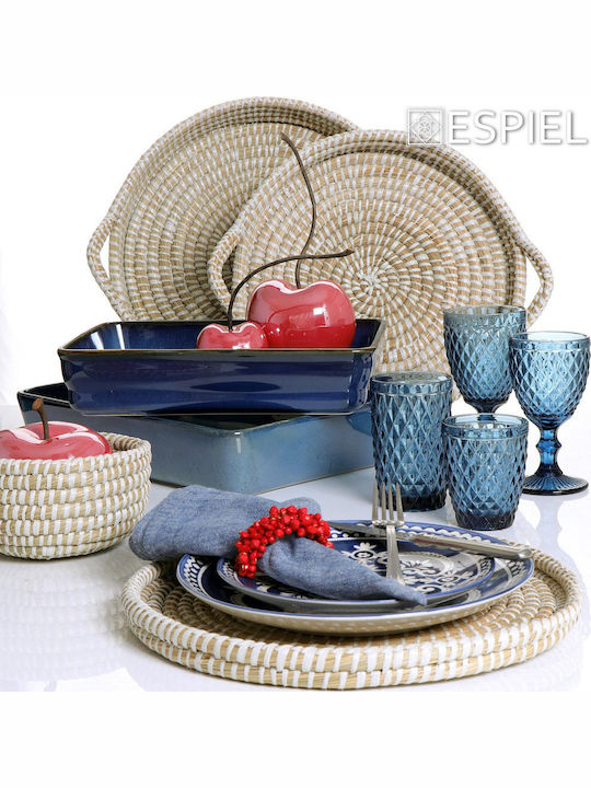 Espiel Wicker Round Decorative Tray 35x35x4cm 2pcs