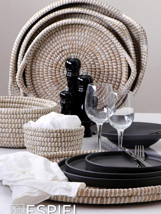 Espiel Wicker Round Decorative Tray 35x35x4cm 2pcs