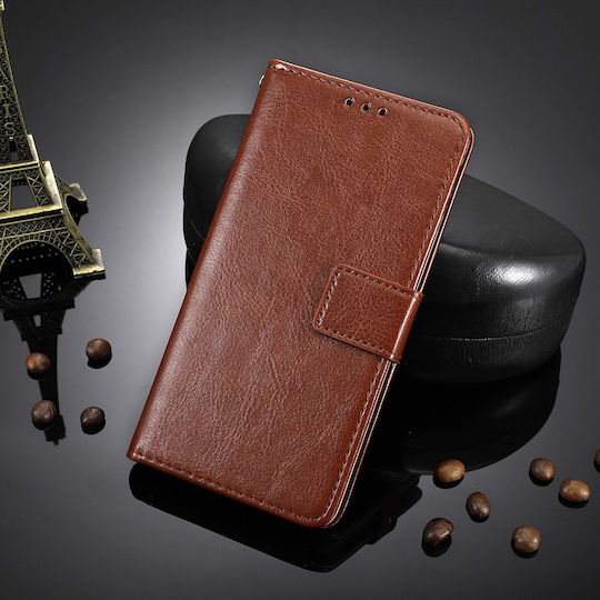 Θήκη Πτυσσόμενο Καπάκι T Phone 3 5g Crazy Horse Wallet Καφέ