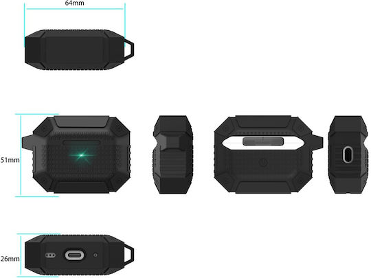 Protective Case AirPods Pro 3 Carabiner Black