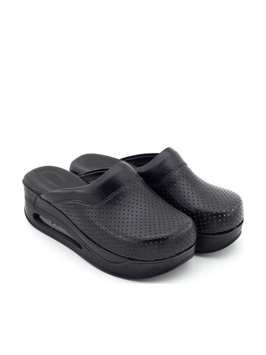 Northcure Air Max Γυναικεία Δερμάτινα Ανατομικά Σαμπό Μαύρα