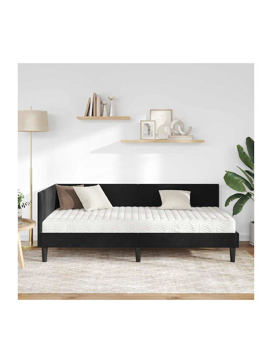 Einzelbett Mit Samt Schwarze Mit Lattenrost & Matratze 94x200cm