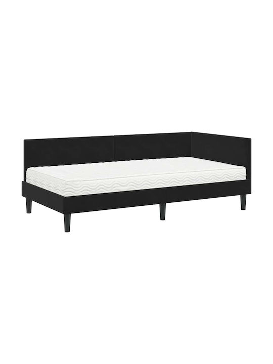 Einzelbett Mit Samt Schwarze Mit Lattenrost & Matratze 94x200cm
