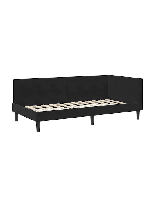 Einzelbett Mit Samt Schwarze Mit Lattenrost & Matratze 94x200cm
