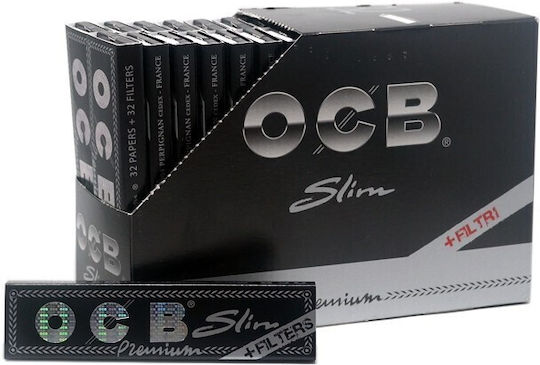 Ocb Premium Zigarettenpapiere Schlank King Size mit Kegelspitzen 32 Blätter 32Stück