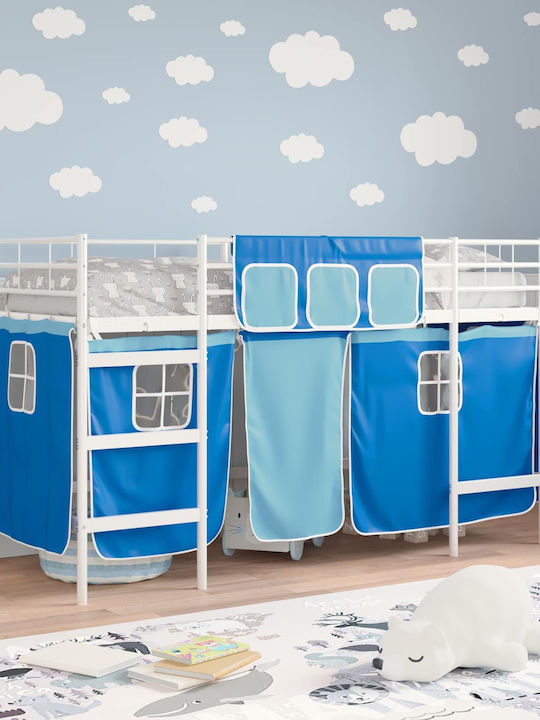 Pat pentru Copii Loft Bed Single Alb pentru Saltea 75x190cm