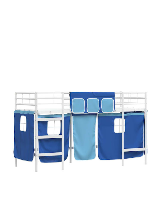 Pat pentru Copii Loft Bed Single Alb pentru Saltea 75x190cm