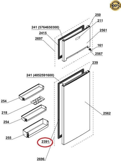 Cauciuc De Etanșare A Ușilor Pentru Frigidere Electrocasnice C00899670 Beko 4669521000