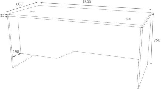 Επαγγελματικό Γραφείο Venturo με Βιβλιοθήκη 180x80x75εκ. Ανθρακί - Φυσικό Οξιάς