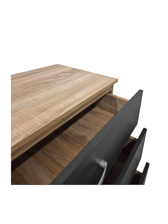 Συρταριέρα Κρεβατοκάμαρας Athos Sonoma-ανθρακί 80x40x79cm