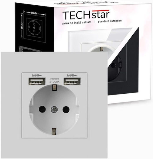 Pcu1 Steckdose Einfach 2 X USB 2.1 A Weiß Farbe Polycarbonat 16a