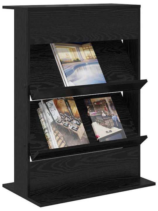 vidaXL PU Magazine Rack Black 70x41x96cm