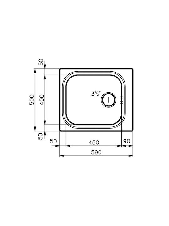 Foster Drop-In Sink Inox with Faucet W59xD50cm