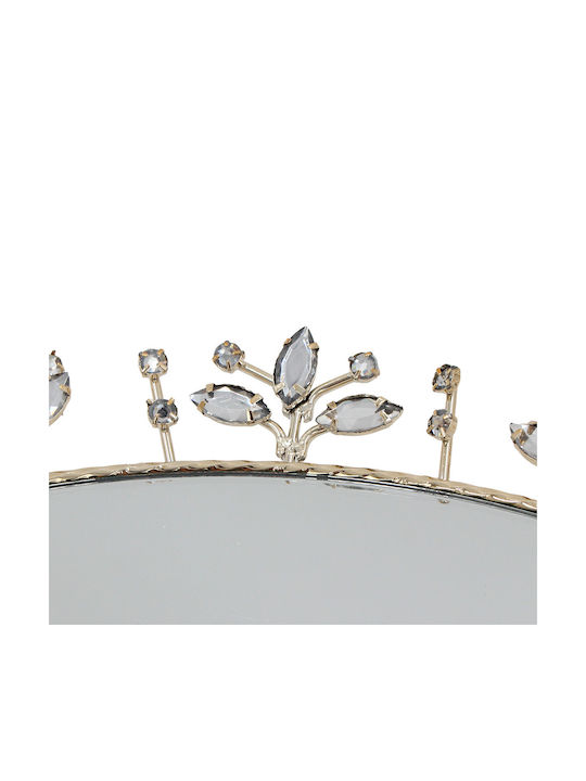 Keskor Metallic Oval Decorative Tray with Mirror 47x42x4.5cm