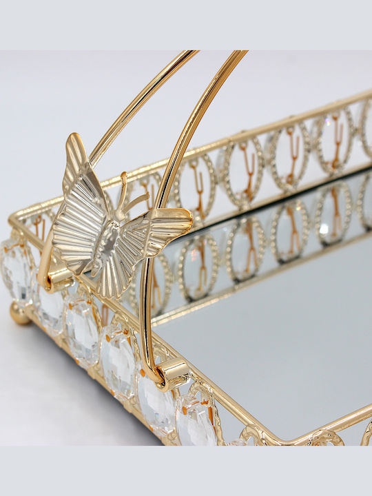 Keskor Metallic Rectangular Decorative Tray with Mirror 24x21x18cm