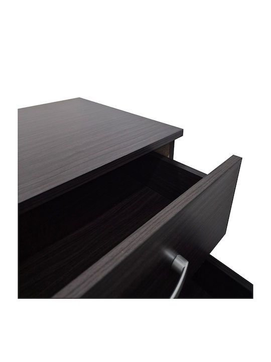 Bedside Table Athos Wooden With Metal Legs Brown 48x40x41.5cm