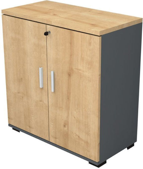 Дървен Офисен Шкаф С Ключалка Антрацит 80x40x80см
