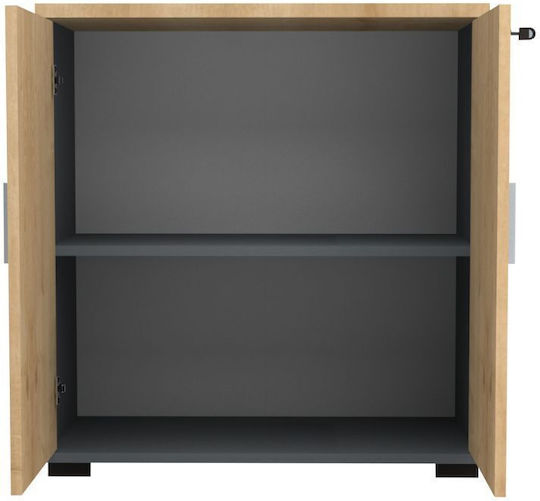 Дървен Офисен Шкаф С Ключалка Антрацит 80x40x80см