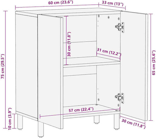 vidaXL Büroaufbewahrungsschublade aus Weißem Holz 60x33,5x75cm