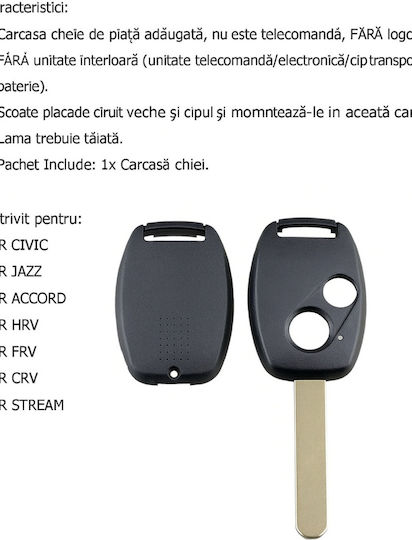 Husă Pentru Cheie Auto Flip 2 Butoane Șanț Cip – Compatibil Honda Civic Accord