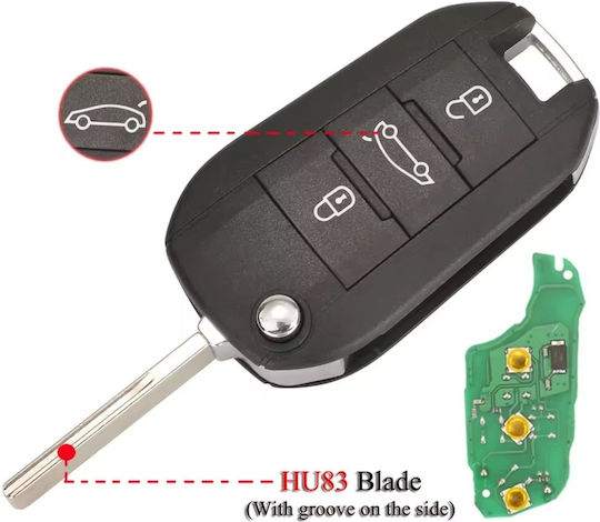 Κλειδί Αυτοκινήτου για Citroen C3 / C4 / C-Elysee