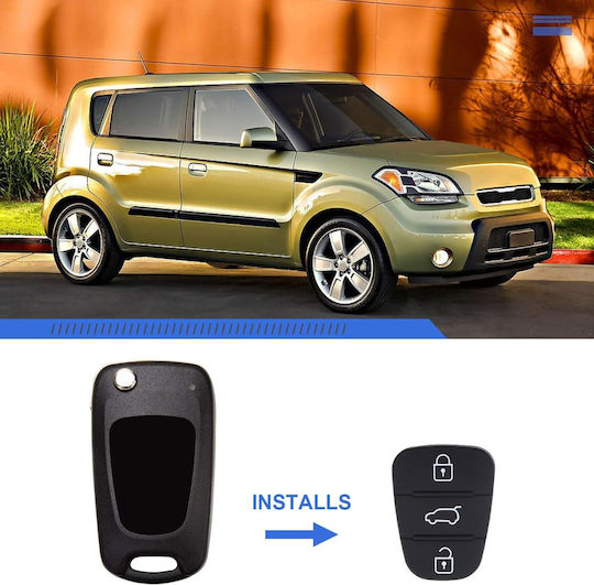 Membrană Cauciucată Butoane 3 Chei Auto – Compatibil Hyundai I10 I20 I30 Ix35 Ix45 Elantra Tucson Santa Fe Veloster Solaris – Piesă de Schimb Telecomandă Cheie