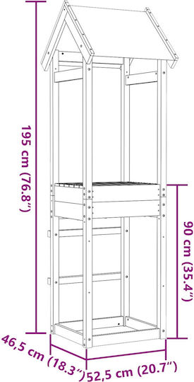 vidaXL Holzturm mit Kletterfläche 52.5x46.5x195cm. Braun