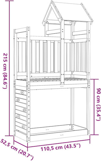 vidaXL Turn de lemn 110.5x52.5x215cm. Maro