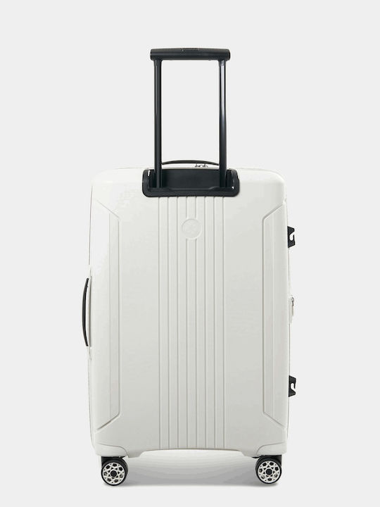 Verage Medium Travel Suitcase Hard White with 4 Wheels Height 67cm