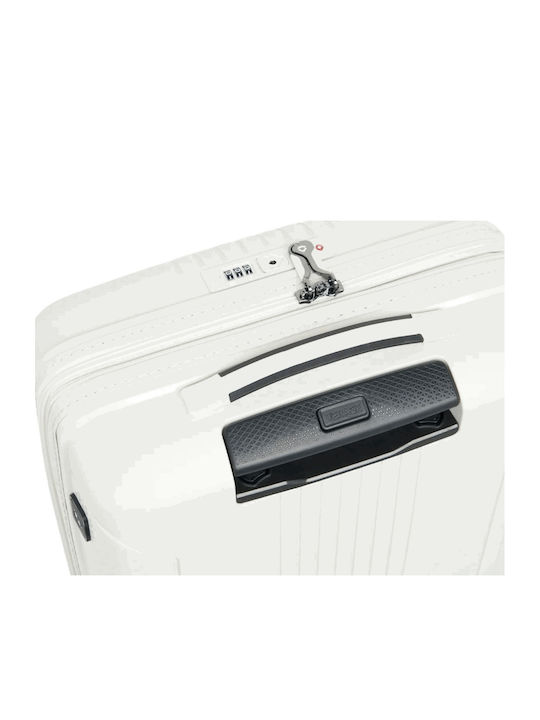 Verage Medium Travel Suitcase Hard White with 4 Wheels Height 67cm