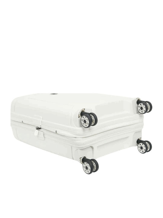 Verage Medium Travel Suitcase Hard White with 4 Wheels Height 67cm