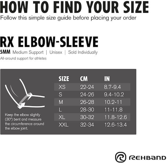 Rx Elbow Sleeve 5mm Rehband 1 Piece