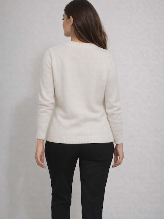 Bluza Damă Pulover Mânecă Lungă Ecru
