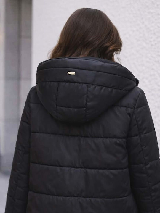 Γυναικείο Puffer Μπουφάν για Χειμώνα Μαύρο