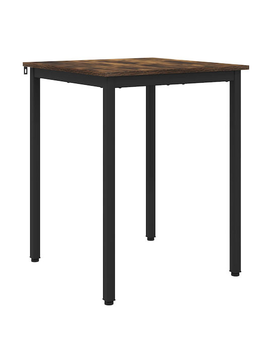 Table Dining Room Wooden with Metal Frame Gray 60x60x75cm