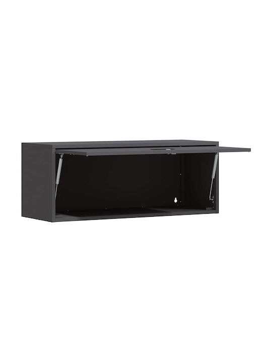 Wall Living Room Display Cabinet Made of Metal Black 90x33x35cm