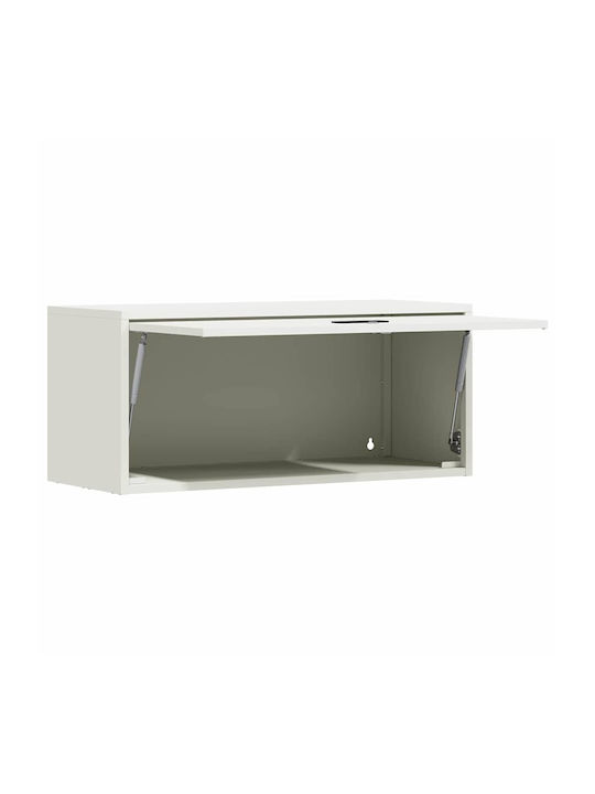 Wall Mount Living Room Cabinet Made of Metal White 80x33x35cm
