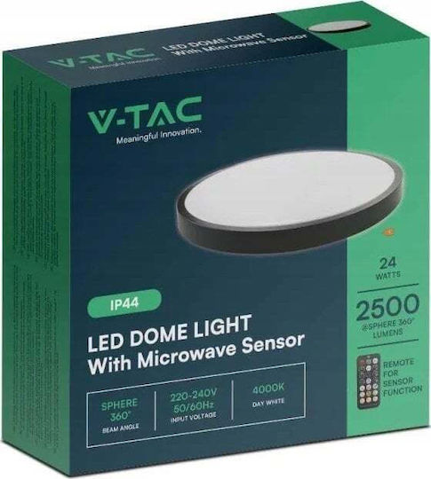 V-TAC Deckenleuchte Badezimmer 35cm Schwarz mit Integrierter LED und Fernbedienung