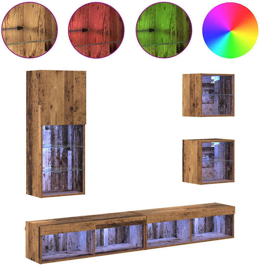 Животно помещение ТВ единица Old Wood с Витрина и Осветление Д100xШ30xВ30бр