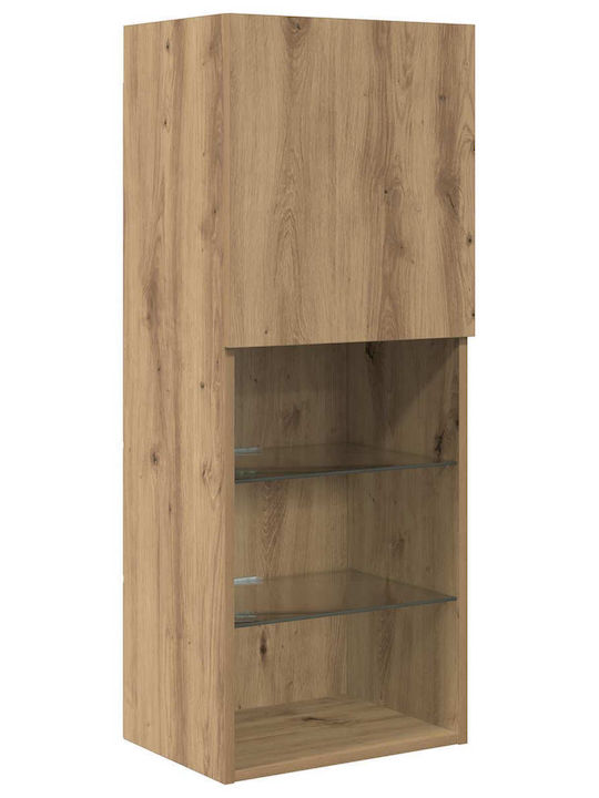Wohnzimmer TV-Einheit Artisan Oak mit Vitrine & Beleuchtung L100xB30xH30cm