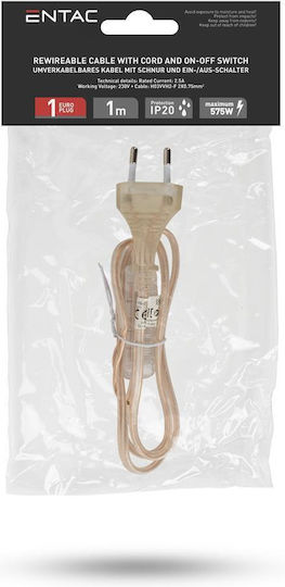 Entac Wiederverwendbares Netzkabel 2g0.75 Schalter Ein Aus Transparent 1m