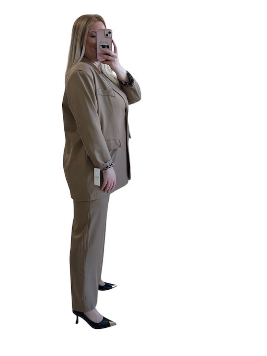 Women's Beige, Leopard Suit