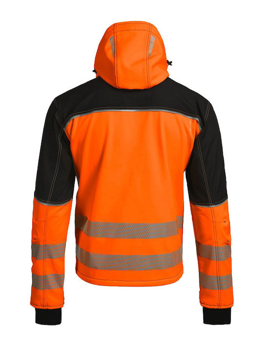 Stenso Prisma 2.0 Work Jacket Reflective Softshell with Fleece Lining and Detachable Hood Orange