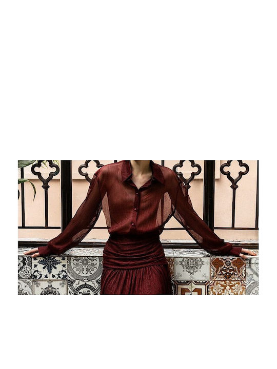 Moutaki Bodysuit Shirt with Transparency Red 25.09.146