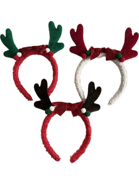 Christmas Furry Headband Reindeer Red Bow 20 Cm 3 Colors 1 Piece