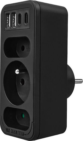 Maclean Energy Πολύπριζο 3 Θέσεων με 4 USB-A και 2 USB-C Χωρίς Καλώδιο